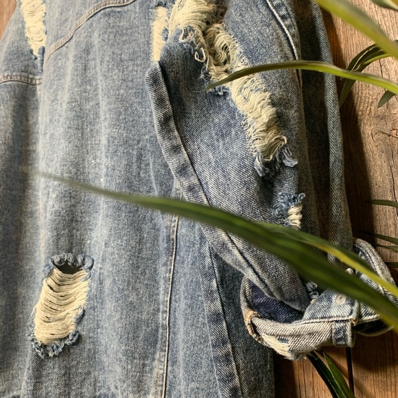 Distressed Denim Jean Jacket - Picture 2 of 10